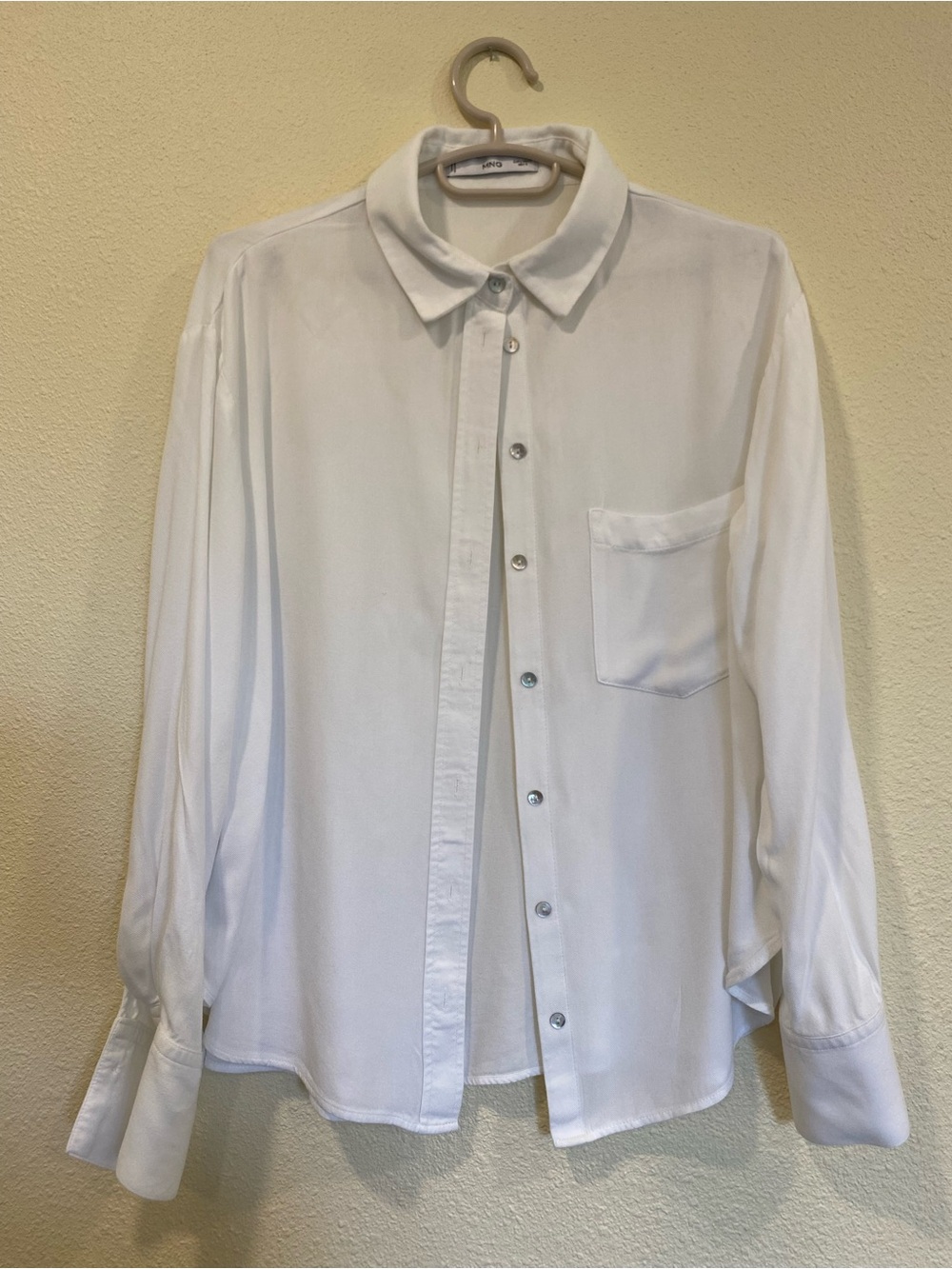 Mango White Long-Sleeve Button Shirt